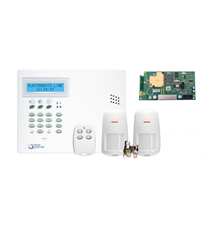 Kit Centrale Infinite Prime avec 2 détecteurs IRP PET, un module GSM et une télécommande Kit Centrale Infinite Prime avec 2 détecteurs IRP PET, un module GSM et une télécommande